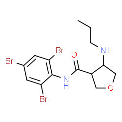 ChemSpider 2D Image | 4-(Propylamino)-N-(2,4,6-tribromophenyl)tetrahydro-3-furancarboxamide | C14H17Br3N2O2