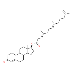 ChemSpider 2D Image | (17beta)-3-Oxoestr-4-en-17-yl (3E,7E)-4,8,12-trimethyl-3,7,12-tridecatrienoate | C34H50O3