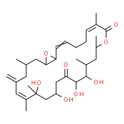 ChemSpider 2D Image | (6Z,20Z)-13,14,17,19-Tetrahydroxy-7,10,12,19,20,24-hexamethyl-22-methylene-9,27-dioxabicyclo[24.1.0]heptacosa-2,6,20-triene-8,15-dione | C32H50O8
