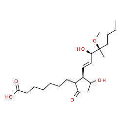 ChemSpider 2D Image | (11alpha,13E,15R,16R)-11,15-Dihydroxy-16-methoxy-16-methyl-9-oxoprost-13-en-1-oic acid | C22H38O6