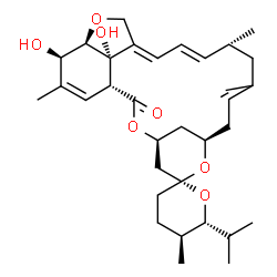 ChemSpider 2D Image | (1'R,2R,4'S,5S,6R,8'R,13'R,20'R,21'R,24'S)-21',24'-Dihydroxy-6-isopropyl-5,11',13',22'-tetramethyl-3,4,5,6-tetrahydro-2'H-spiro[pyran-2,6'-[3,7,19]trioxatetracyclo[15.6.1.1~4,8~.0~20,24~]pentacosa[10,
14,16,22]tetraen]-2'-one | C33H48O7