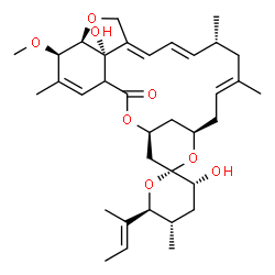 ChemSpider 2D Image | (2S,3R,4'S,5S,6S,8'R,10'E,13'R,14'E,16'E,20'R,21'R,24'S)-6-[(2E)-2-Buten-2-yl]-3,24'-dihydroxy-21'-methoxy-5,11',13',22'-tetramethyl-3,4,5,6-tetrahydro-2'H-spiro[pyran-2,6'-[3,7,19]trioxatetracyclo[15
.6.1.1~4,8~.0~20,24~]pentacosa[10,14,16,22]tetraen]-2'-one | C35H50O8