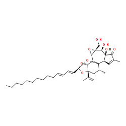 ChemSpider 2D Image | (2R,6S,7S,8R,10S,11S,12R,14R,16R,18R)-6,7-Dihydroxy-8-(hydroxymethyl)-16-isopropenyl-4,18-dimethyl-14-[(1E,3E)-1,3-tetradecadien-1-yl]-9,13,15,19-tetraoxahexacyclo[12.4.1.0~1,11~.0~2,6~.0~8,10~.0~12,1
6~]nonadec-3-en-5-one | C35H50O8