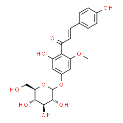 ChemSpider 2D Image | 3-Hydroxy-4-[(2E)-3-(4-hydroxyphenyl)-2-propenoyl]-5-methoxyphenyl D-glucopyranoside | C22H24O10