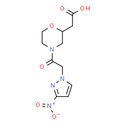 ChemSpider 2D Image | {4-[(3-Nitro-1H-pyrazol-1-yl)acetyl]-2-morpholinyl}acetic acid | C11H14N4O6