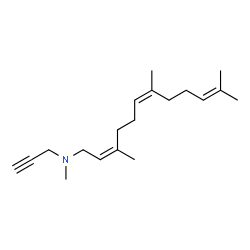 ChemSpider 2D Image | (2Z,6Z)-N,3,7,11-Tetramethyl-N-(2-propyn-1-yl)-2,6,10-dodecatrien-1-amine | C19H31N