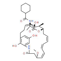 ChemSpider 2D Image | (5R,13S,14R,15R)-15,22,24-Trihydroxy-5-methoxy-14,16-dimethyl-3-oxo-2-azabicyclo[18.3.1]tetracosa-1(24),6,8,10,16,20,22-heptaen-13-yl N-(cyclohexylcarbonyl)-D-alaninate | C36H50N2O8