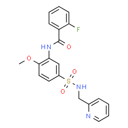 ChemSpider 2D Image | 2-Fluoro-N-{2-methoxy-5-[(2-pyridinylmethyl)sulfamoyl]phenyl}benzamide | C20H18FN3O4S