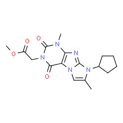 ChemSpider 2D Image | Methyl (8-cyclopentyl-1,7-dimethyl-2,4-dioxo-1,2,4,8-tetrahydro-3H-imidazo[2,1-f]purin-3-yl)acetate | C17H21N5O4