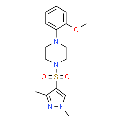 ChemSpider 2D Image | 1-[(1,3-Dimethyl-1H-pyrazol-4-yl)sulfonyl]-4-(2-methoxyphenyl)piperazine | C16H22N4O3S