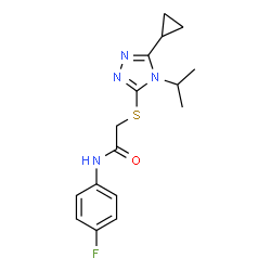 ChemSpider 2D Image | 2-[(5-Cyclopropyl-4-isopropyl-4H-1,2,4-triazol-3-yl)sulfanyl]-N-(4-fluorophenyl)acetamide | C16H19FN4OS