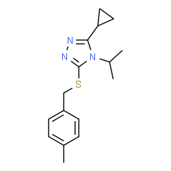 ChemSpider 2D Image | 3-Cyclopropyl-4-isopropyl-5-[(4-methylbenzyl)sulfanyl]-4H-1,2,4-triazole | C16H21N3S