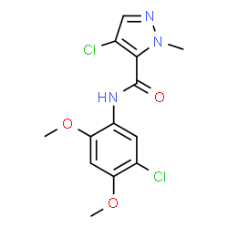 ChemSpider 2D Image | 4-Chloro-N-(5-chloro-2,4-dimethoxyphenyl)-1-methyl-1H-pyrazole-5-carboxamide | C13H13Cl2N3O3