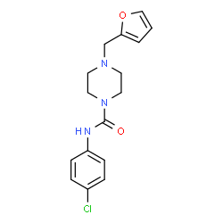ChemSpider 2D Image | N-(4-Chlorophenyl)-4-(2-furylmethyl)-1-piperazinecarboxamide | C16H18ClN3O2