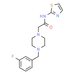 ChemSpider 2D Image | 2-[4-(3-Fluorobenzyl)-1-piperazinyl]-N-(1,3-thiazol-2-yl)acetamide | C16H19FN4OS