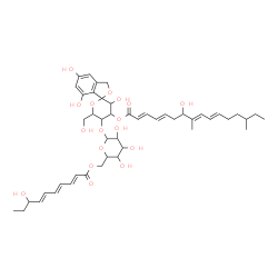 ChemSpider 2D Image | 3',5,7-Trihydroxy-5'-({6-O-[(2E,4E,6E)-8-hydroxy-2,4,6-decatrienoyl]hexopyranosyl}oxy)-6'-(hydroxymethyl)-3',4',5',6'-tetrahydro-3H-spiro[2-benzofuran-1,2'-pyran]-4'-yl (2E,4E,8E,10E)-7-hydroxy-8,14-d
imethyl-2,4,8,10-hexadecatetraenoate | C47H64O17