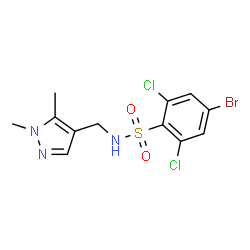 ChemSpider 2D Image | 4-Bromo-2,6-dichloro-N-[(1,5-dimethyl-1H-pyrazol-4-yl)methyl]benzenesulfonamide | C12H12BrCl2N3O2S