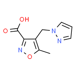 ChemSpider 2D Image | 5-methyl-4-(pyrazol-1-ylmethyl)-1,2-oxazole-3-carboxylic acid | C9H9N3O3