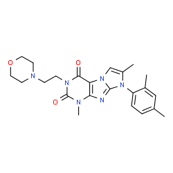 ChemSpider 2D Image | 8-(2,4-Dimethylphenyl)-1,7-dimethyl-3-[2-(4-morpholinyl)ethyl]-1H-imidazo[2,1-f]purine-2,4(3H,8H)-dione | C23H28N6O3