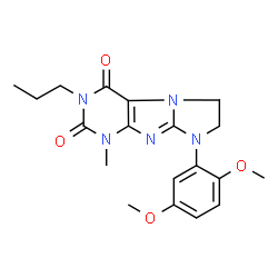 ChemSpider 2D Image | 8-(2,5-Dimethoxyphenyl)-1-methyl-3-propyl-7,8-dihydro-1H-imidazo[2,1-f]purine-2,4(3H,6H)-dione | C19H23N5O4