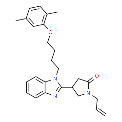 ChemSpider 2D Image | 1-Allyl-4-{1-[4-(2,5-dimethylphenoxy)butyl]-1H-benzimidazol-2-yl}-2-pyrrolidinone | C26H31N3O2