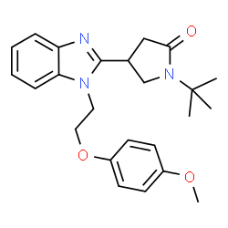 ChemSpider 2D Image | 4-{1-[2-(4-Methoxyphenoxy)ethyl]-1H-benzimidazol-2-yl}-1-(2-methyl-2-propanyl)-2-pyrrolidinone | C24H29N3O3