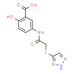 ChemSpider 2D Image | 2-Hydroxy-5-{[(2H-1,2,3-triazol-4-ylsulfanyl)acetyl]amino}benzoic acid | C11H10N4O4S