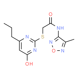 ChemSpider 2D Image | N-(4-Methyl-1,2,5-oxadiazol-3-yl)-2-[(4-oxo-6-propyl-1,4-dihydro-2-pyrimidinyl)sulfanyl]acetamide | C12H15N5O3S