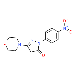 ChemSpider 2D Image | 3-Morpholino-1-(4-nitrophenyl)-2-pyrazolin-5-one | C13H14N4O4