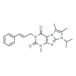 ChemSpider 2D Image | 8-Isopropyl-1,6,7-trimethyl-3-[(2E)-3-phenyl-2-propen-1-yl]-1H-imidazo[2,1-f]purine-2,4(3H,8H)-dione | C22H25N5O2