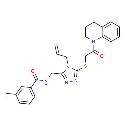 ChemSpider 2D Image | N-[(4-Allyl-5-{[2-(3,4-dihydro-1(2H)-quinolinyl)-2-oxoethyl]sulfanyl}-4H-1,2,4-triazol-3-yl)methyl]-3-methylbenzamide | C25H27N5O2S