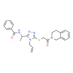 ChemSpider 2D Image | N-[1-(4-Allyl-5-{[2-(3,4-dihydro-2(1H)-isoquinolinyl)-2-oxoethyl]sulfanyl}-4H-1,2,4-triazol-3-yl)ethyl]benzamide | C25H27N5O2S