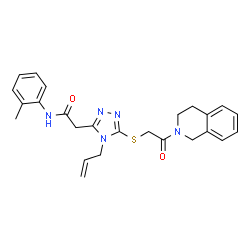 ChemSpider 2D Image | 2-(4-Allyl-5-{[2-(3,4-dihydro-2(1H)-isoquinolinyl)-2-oxoethyl]sulfanyl}-4H-1,2,4-triazol-3-yl)-N-(2-methylphenyl)acetamide | C25H27N5O2S