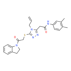 ChemSpider 2D Image | 2-(4-Allyl-5-{[2-(2,3-dihydro-1H-indol-1-yl)-2-oxoethyl]sulfanyl}-4H-1,2,4-triazol-3-yl)-N-(3,4-dimethylphenyl)acetamide | C25H27N5O2S