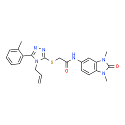 ChemSpider 2D Image | 2-{[4-Allyl-5-(2-methylphenyl)-4H-1,2,4-triazol-3-yl]sulfanyl}-N-(1,3-dimethyl-2-oxo-2,3-dihydro-1H-benzimidazol-5-yl)acetamide | C23H24N6O2S