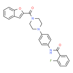 ChemSpider 2D Image | N-{4-[4-(1-Benzofuran-2-ylcarbonyl)-1-piperazinyl]phenyl}-2-fluorobenzamide | C26H22FN3O3