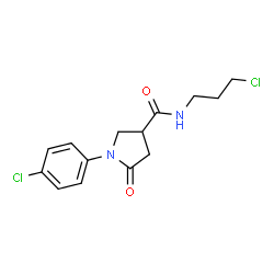 ChemSpider 2D Image | 1-(4-Chlorophenyl)-N-(3-chloropropyl)-5-oxo-3-pyrrolidinecarboxamide | C14H16Cl2N2O2