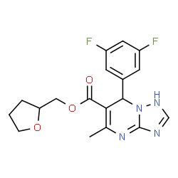ChemSpider 2D Image | Tetrahydro-2-furanylmethyl 7-(3,5-difluorophenyl)-5-methyl-1,7-dihydro[1,2,4]triazolo[1,5-a]pyrimidine-6-carboxylate | C18H18F2N4O3