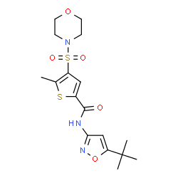 ChemSpider 2D Image | 5-Methyl-N-[5-(2-methyl-2-propanyl)-1,2-oxazol-3-yl]-4-(4-morpholinylsulfonyl)-2-thiophenecarboxamide | C17H23N3O5S2