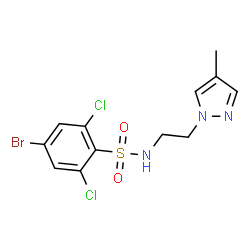 ChemSpider 2D Image | 4-Bromo-2,6-dichloro-N-[2-(4-methyl-1H-pyrazol-1-yl)ethyl]benzenesulfonamide | C12H12BrCl2N3O2S