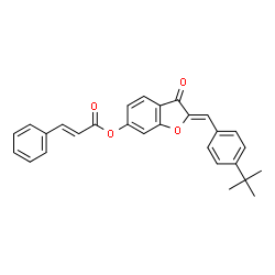 ChemSpider 2D Image | (2Z)-2-(4-tert-Butylbenzylidene)-3-oxo-2,3-dihydro-1-benzofuran-6-yl (2E)-3-phenylacrylate | C28H24O4