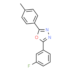 ChemSpider 2D Image | 2-(3-Fluorophenyl)-5-(4-methylphenyl)-1,3,4-oxadiazole | C15H11FN2O