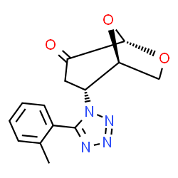 ChemSpider 2D Image | (1R,2R,5S)-2-[5-(2-Methylphenyl)-1H-tetrazol-1-yl]-6,8-dioxabicyclo[3.2.1]octan-4-one | C14H14N4O3