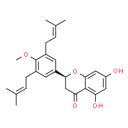 ChemSpider 2D Image | (2S)-5,7-Dihydroxy-2-[4-methoxy-3,5-bis(3-methyl-2-buten-1-yl)phenyl]-2,3-dihydro-4H-chromen-4-one | C26H30O5