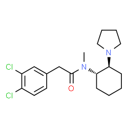 ChemSpider 2D Image | 2-(3,4-Dichlorophenyl)-N-methyl-N-[(1S,2S)-2-(1-pyrrolidinyl)cyclohexyl]acetamide | C19H26Cl2N2O
