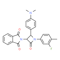 ChemSpider 2D Image | 2-{2-[4-(Dimethylamino)phenyl]-1-(3-fluoro-4-methylphenyl)-4-oxo-3-azetidinyl}-1H-isoindole-1,3(2H)-dione | C26H22FN3O3