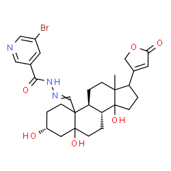 ChemSpider 2D Image | (3alpha,10xi,13xi,14xi,17xi)-19-{[(5-Bromo-3-pyridinyl)carbonyl]hydrazono}-3,5,14-trihydroxycard-20(22)-enolide | C29H36BrN3O6
