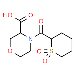 ChemSpider 2D Image | 4-[(1,1-Dioxidotetrahydro-2H-thiopyran-2-yl)carbonyl]-3-morpholinecarboxylic acid | C11H17NO6S