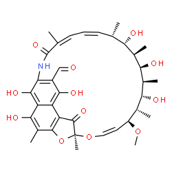 ChemSpider 2D Image | (7S,9Z,11S,12S,13S,14R,15R,16R,17S,18S,19Z,21Z)-2,13,15,17,27,29-Hexahydroxy-11-methoxy-3,7,12,14,16,18,22-heptamethyl-6,23-dioxo-8,30-dioxa-24-azatetracyclo[23.3.1.1~4,7~.0~5,28~]triaconta-1(29),2,4,
9,19,21,25,27-octaene-26-carbaldehyde | C36H45NO12