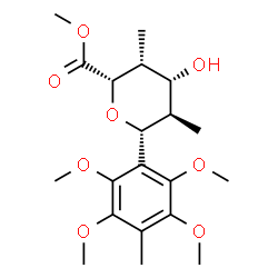 ChemSpider 2D Image | Methyl (6R)-2,6-anhydro-3,5-dideoxy-3,5-dimethyl-6-(2,3,5,6-tetramethoxy-4-methylphenyl)-L-galactonate | C20H30O8